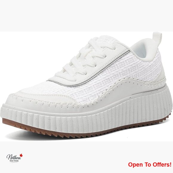 Shoes - Platform Chunky Sneakers, Lace Up Casual Comfortable Fashion Shoes